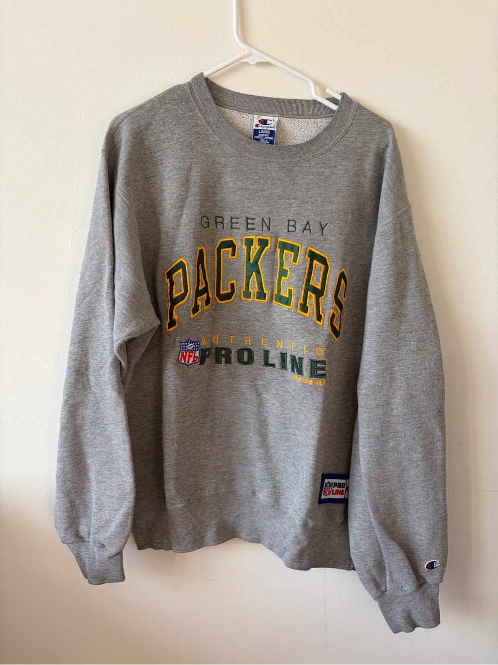 Vintage 90s Champion Green Bay Packers Gray Crewneck Sweatshirt Size L